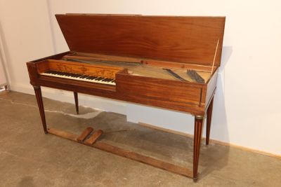 a piano that is sitting in the corner of a room