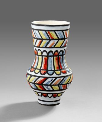 Roger CAPRON (1922-2006) Vase balustre en céramique polychro… - Photo 1
