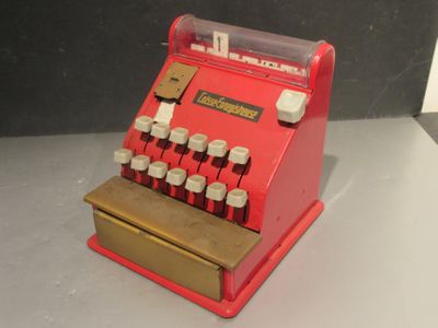 CAISSE ENREGISTREUSE JOUET EN TOLE - Hauteur 18.