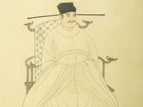 chinese painting of a man sitting in a chair with a sword