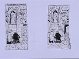 two black and white drawings of a bathroom with a toilet and a sink