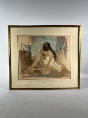 une image d'un tableau représentant une femme assise sur un lit