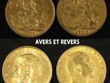 four different types of gold coins, one of which is a sovereign and the other of which is a sovereign