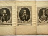 three old black and white portraits of three men in robes