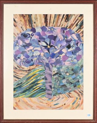 une image d'une peinture de fleurs dans un vase sur une table