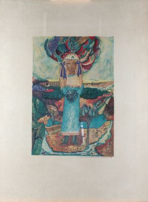 une photo d'un tableau représentant une femme dans un bateau