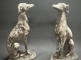 paire de figurines anciennes en fonte représentant des lévriers