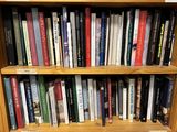 a book shelf with many books on it
