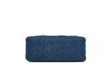 a picture of a blue purse with a zipper on it