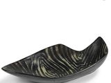 a black and white bowl with a zebra pattern on it