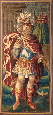 painting of a man dressed in armor and holding a sword