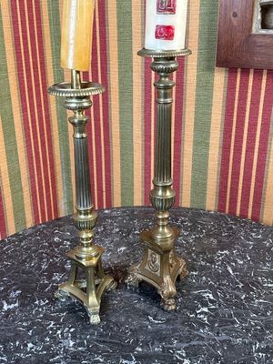 Lot de deux pics cierges en laiton. - Photo 1