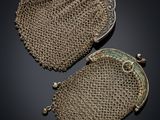 two antique silver mesh purses