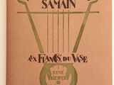 an old book with a picture of a musical instrument on it
