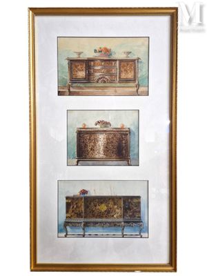 École du XXème siècle Étude de mobilier Chippendale