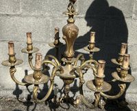 Lustre en bronze à 8 bras de lumières et deux appliques à dé… (photo 2)