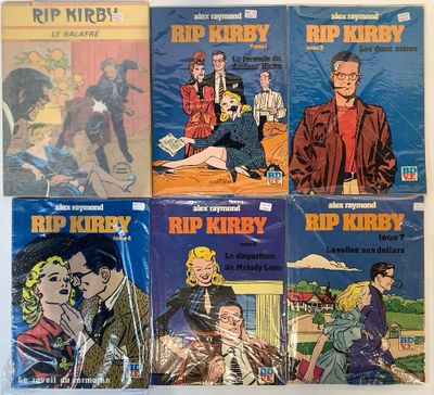 six books of rip kirby comics on a white surface