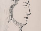 dessin représentant une femme aux cheveux longs avec un oiseau sur la tête