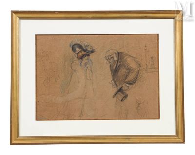 l'image d'un dessin représentant un homme et une femme debout l'un à côté de l'autre