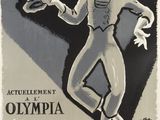 an old poster of a man holding a flower in his hand
