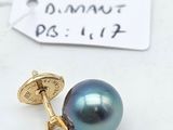 pair of blue pearl and diamond stud earrings with price tag