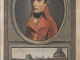 une vieille photo d'un homme en manteau rouge et une photo d'un bâtiment