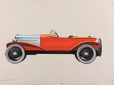 dessin d'une voiture rouge avec un capot blanc et un toit bleu