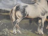 a painting of a horse that is standing in a field