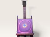 une photo d'un objet violet posé sur une surface blanche