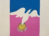une image représentant un oiseau volant au-dessus d'un ananas