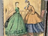 a picture of a woman and a woman in a green dress