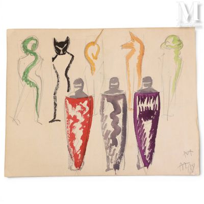 MATHIEU Georges (1921-2012) Aquarelles