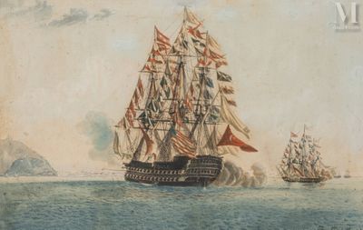 une image représentant un tableau où l'on voit deux bateaux sur l'eau