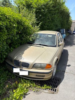 cars parked on the side of the road near bushes and trees