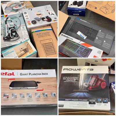 plusieurs photos différentes d'un ordinateur portable, d'un clavier, d'une souris et d'autres appareils électroniques