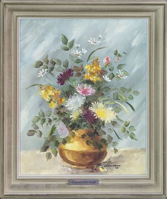Renaud GOUIRAN (1937-2009) "Vase de fleurs sur un entablemen…