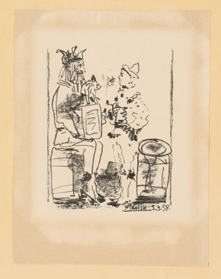 l'image d'un dessin représentant un homme et une femme assis sur un banc