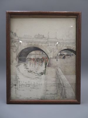 Paris, Le Pont-Neuf animé de personnages.