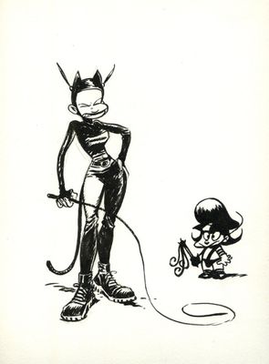 un dessin en noir et blanc représentant un chat et une souris