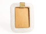 rectangular white ceramic picture frame with gold trim