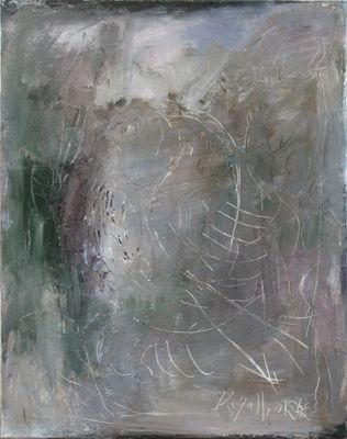 an oil painting of a painting of a tree in a field