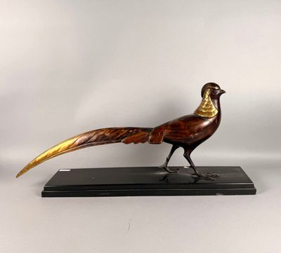 LORINO (XXe siècle). Poule faisane, sujet en bronze à patine… - Photo 1