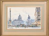 une image représentant une peinture d'une vue d'une rue de la ville