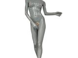 mannequin féminin en pose pleine figure sur fond blanc