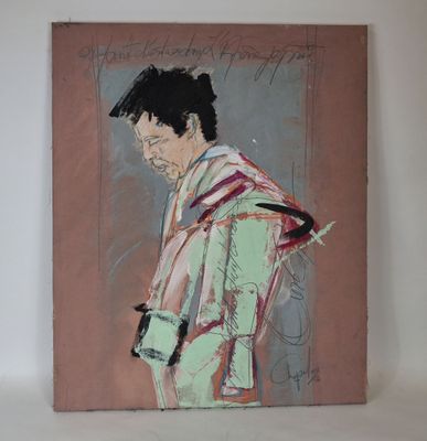 Chapel (XXème) - Torero calligraphié - Acrylique sur toile s…