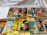 a lot of comic books on the bed together