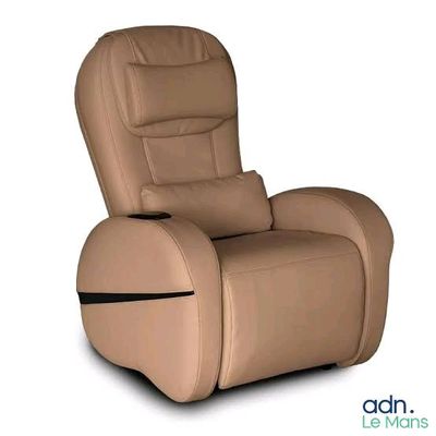 the recliner chair is made of leather and has a reclining function