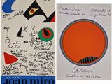 two posters with different designs on them, one of which is a circle and the other of which is a