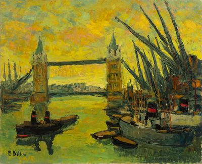 peinture d'un pont au-dessus d'une étendue d'eau