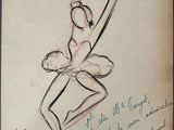 an old drawing of a ballerina with a handwritten quote on it